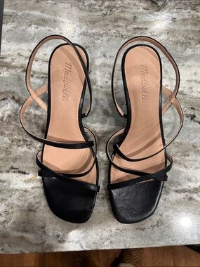 Madewell Black Strappy Slingback Heeled Sandals